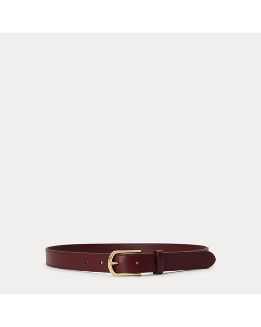 Ralph Lauren Brown Rounded-Buckle Leather Skinny Belt