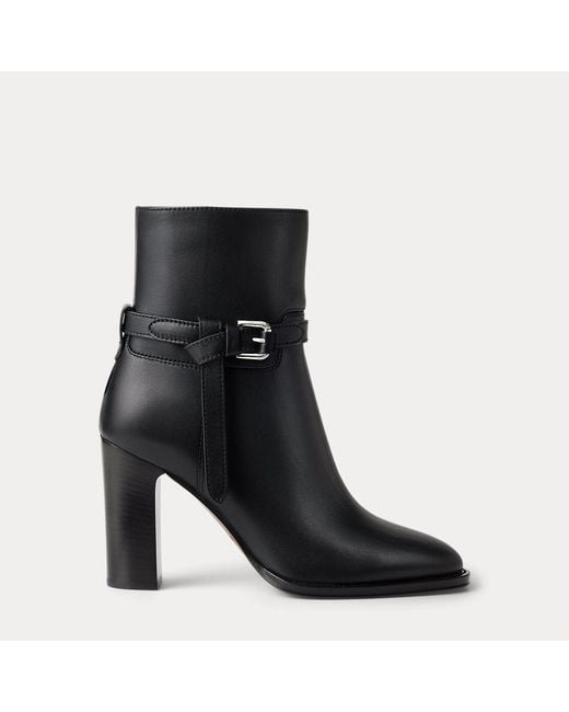Ralph Lauren Black Donnely 90 Mm Calfskin Bootie