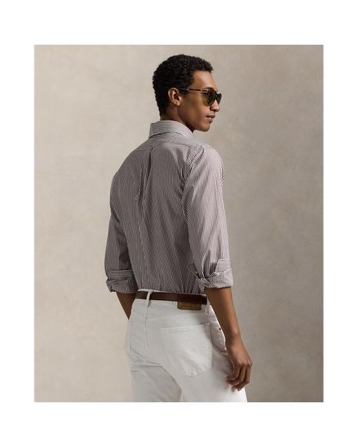 Camicia in popeline a righe Custom-Fit di Polo Ralph Lauren in Gray da Uomo