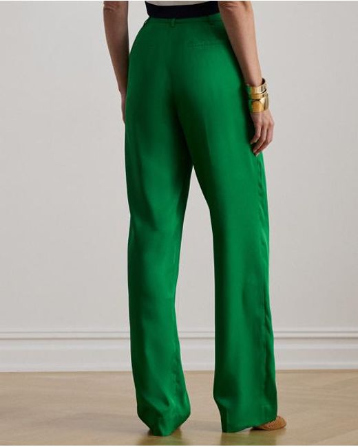 Ralph Lauren Green Pleated Twill Tapered Trousers