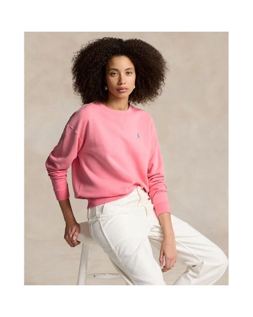 Pullover a girocollo in felpa leggera di Polo Ralph Lauren in Pink
