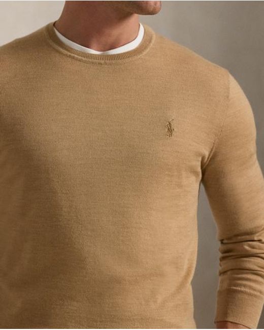 Polo Ralph Lauren Natural Slim Fit Washable Wool Crewneck Jumper for men