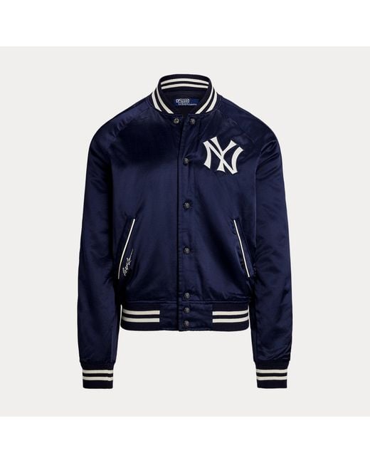 Polo Ralph Lauren Blue Polo Ralph Lauren Lauren Yankees Satin Jacket for men