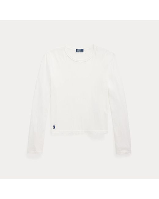 Polo Ralph Lauren White Shrunken Fit Jersey Long-Sleeve Tee