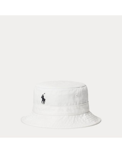 Polo Ralph Lauren White Cotton Twill Bucket Hat
