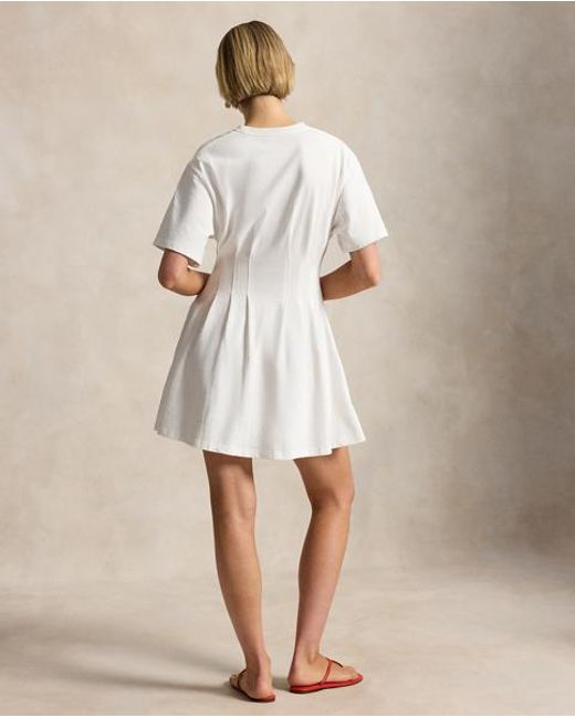Polo Ralph Lauren White Shaped Cotton Jersey T-Shirt Dress