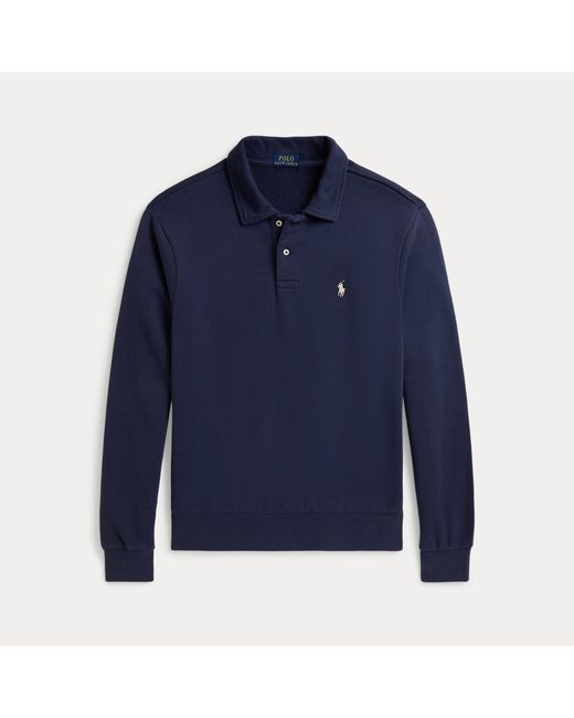 Polo Ralph Lauren Blue Loopback Fleece Collared Sweatshirt for men
