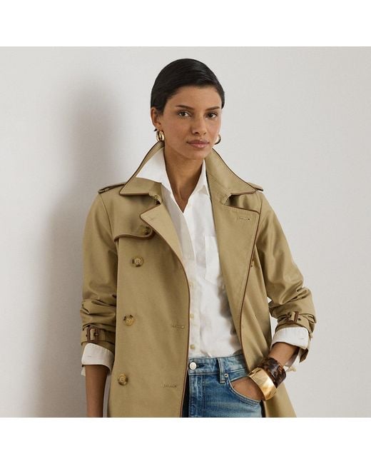 Ralph Lauren Natural Double-Breasted Cotton-Blend Trench Coat