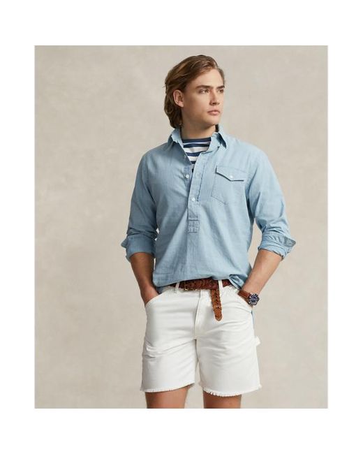 Polo Ralph Lauren Blue Classic Fit Chambray Popover Shirt for men