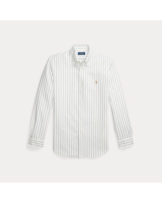 Polo Ralph Lauren White Custom Fit Striped Oxford Shirt for men