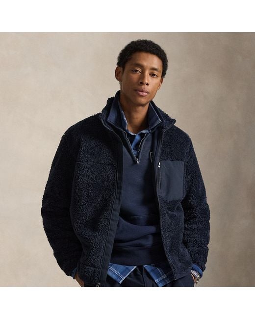 Polo Ralph Lauren Blue Pile Fleece Hybrid Jacket for men