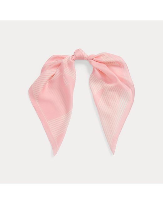 Lauren by Ralph Lauren Gestreepte Vierkante Sjaal Met Logo in het Pink