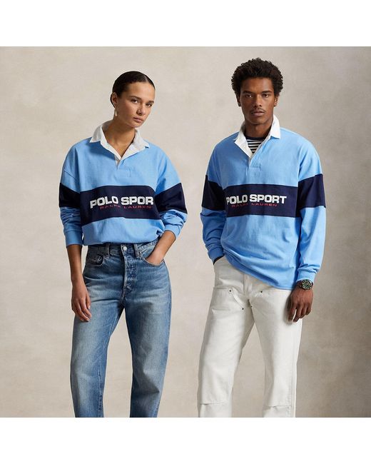 Polo Ralph Lauren Blue Big Fit Polo Sport Rugby Shirt for men