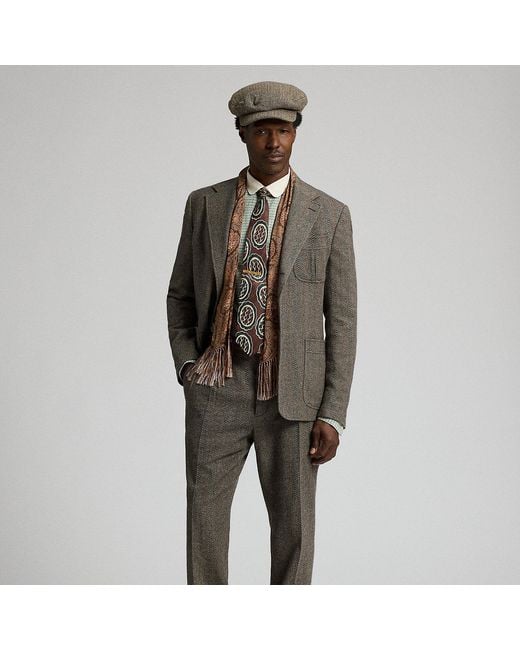 RRL Gray Slim Fit Wool-Cotton Herringbone Trouser for men