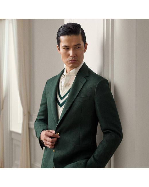 Blazer Hadley in lino fatto a mano di Ralph Lauren in Green da Uomo