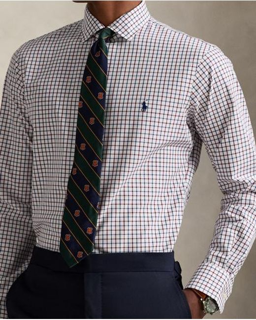 Polo Ralph Lauren Custom Fit Geruit Stretchpoplin Overhemd in het Purple voor heren