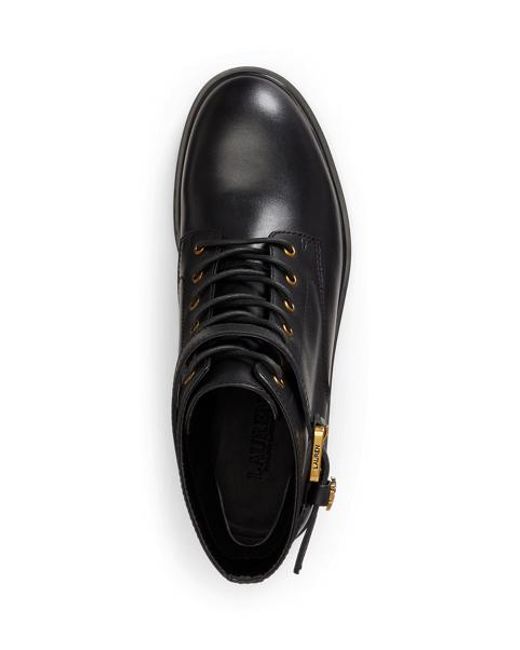 Ralph Lauren Black Allyson Calfskin Logo-Keeper Bootie