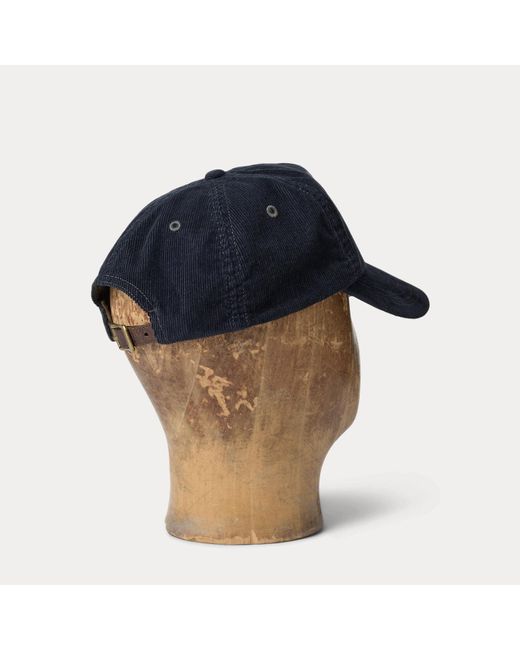RRL Blue Leather-Patch Corduroy Trucker Cap for men