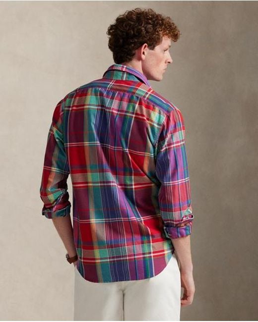 Polo Ralph Lauren Blue Classic Fit Plaid Oxford Workshirt for men