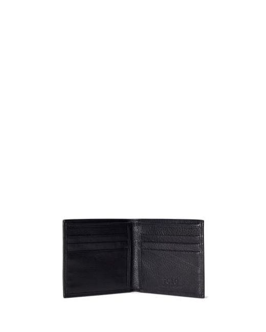 Polo Ralph Lauren Blue Pebbled Leather Billfold Wallet for men