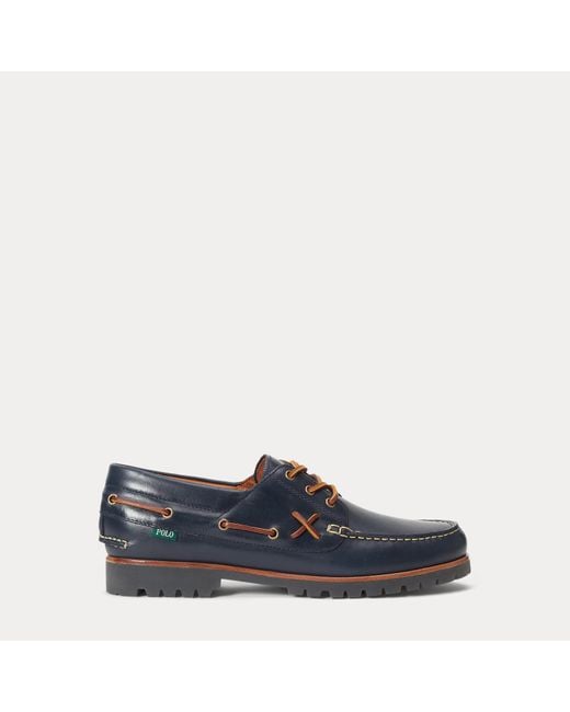 Polo Ralph Lauren Blue Ranger Leather Boat Shoe for men