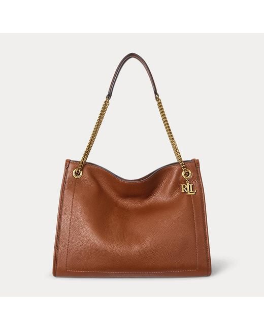 Ralph Lauren Blue Große Narbenleder-Tragetasche Bradley