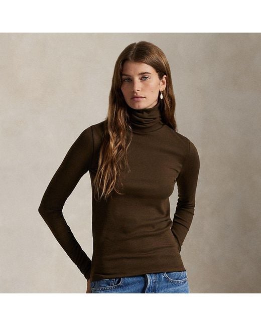 Ralph Lauren Brown Stretch-Blend Turtleneck