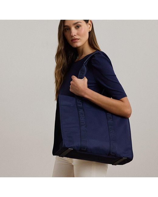 Ralph Lauren Blue Nylon Extra-Large Stevie Tote Bag