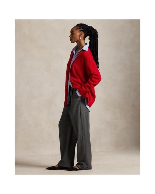 Polo Ralph Lauren Red Cable-Trim Wool-Cashmere Cardigan