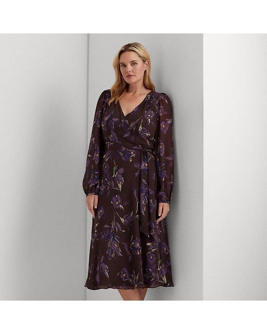 Tallas Grandes Vestido de georgette arrugado con flores de