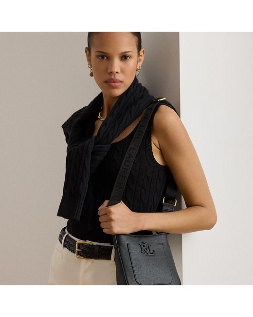 Ralph Lauren Black Pebbled Leather Small Cameryn Crossbody