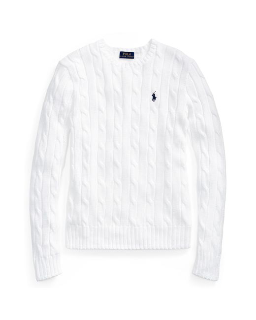 Polo Ralph Lauren Slim Fit Cable-knit Jumper in White - Lyst