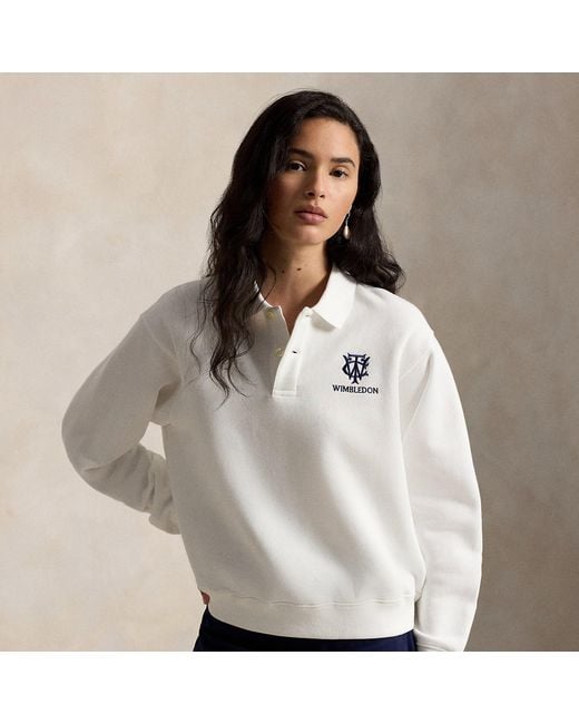 Polo Ralph Lauren Gray Wimbledon Fleece Polo Pullover