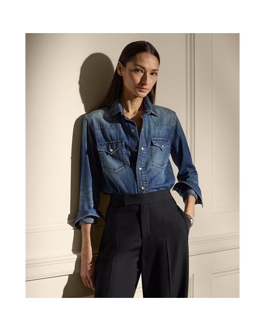 Camicia western Payson in denim di Ralph Lauren in Blue
