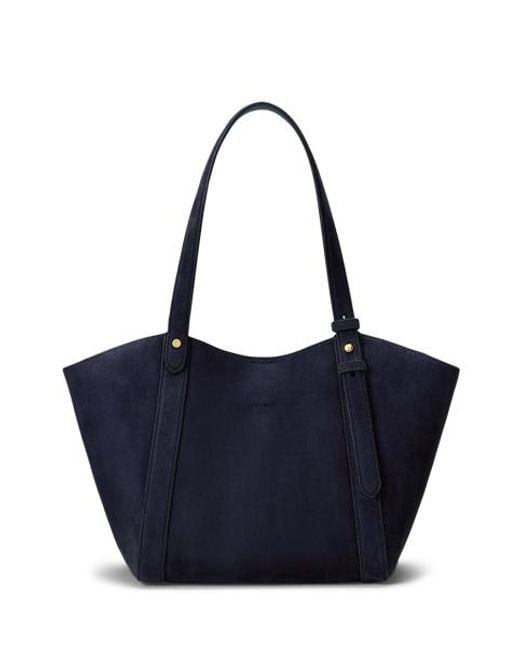 Ralph Lauren Blue Sheep-Suede Small Tasha Tote Bag