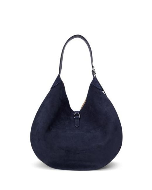 Ralph Lauren Blue Große Wildleder-Schultertasche Polo Id