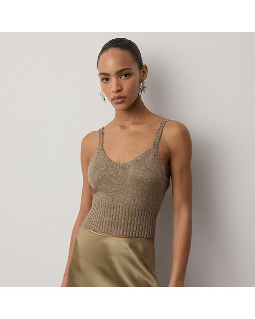 Ralph Lauren Brown Silk-Blend Mouliné Camisole Jumper