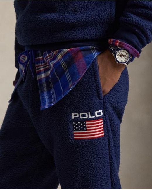 Polo Ralph Lauren Blue Flag Fleece Tracksuit Bottoms for men