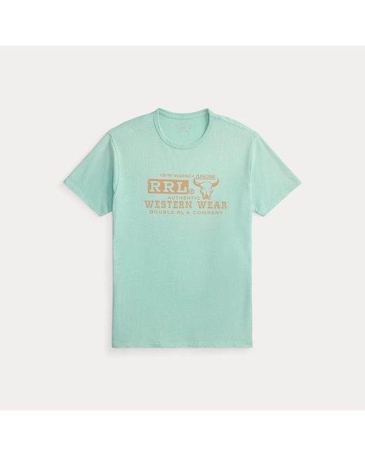RRL Green Cotton-Hemp Graphic T-Shirt for men