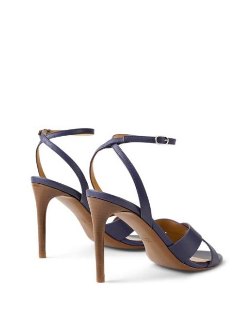 Ralph Lauren Blue Cleary 95 Mm Calfskin Sandal