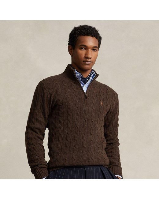 Ralph Lauren Brown Cable-knit Wool-cashmere Sweater for men
