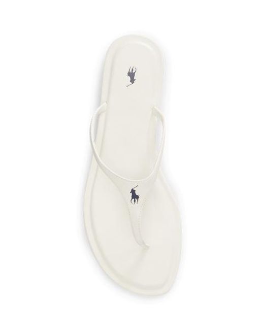 Polo Ralph Lauren White Polo Play Leather Thong Sandal