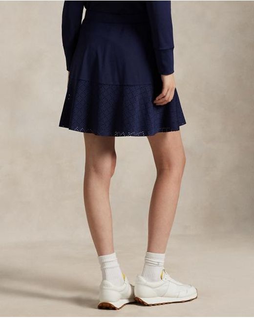 Ralph Lauren Blue Eyelet Interlock Long Skort