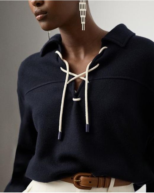 Ralph Lauren Blue Tyrus Felted Cashmere Jersey Sweatshirt