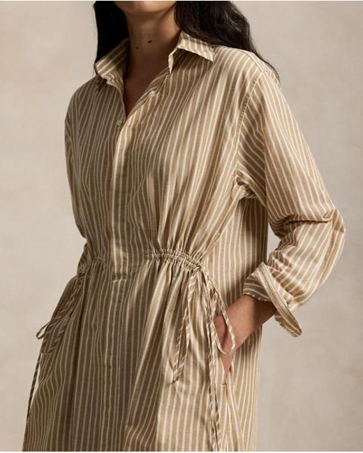 Polo Ralph Lauren Natural Striped Drawcord Shirtdress