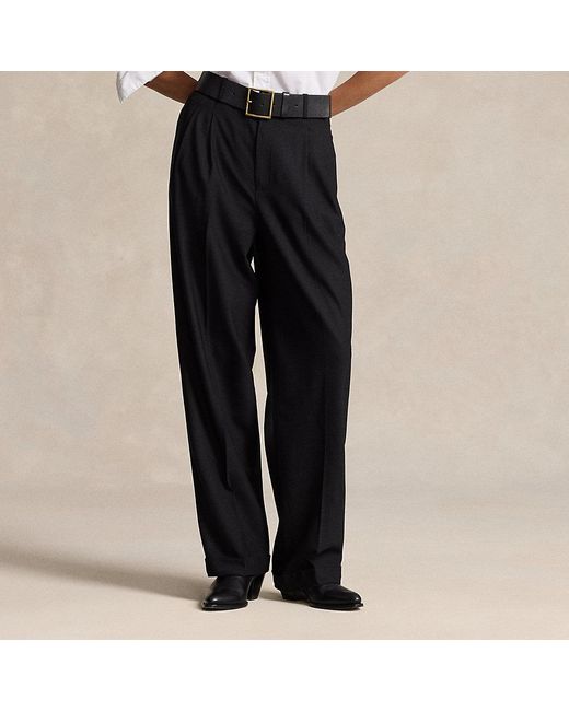 Polo Ralph Lauren Black Wool-Blend Wide-Leg Trouser