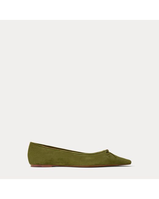 Ralph Lauren Green Suede Pointed Ballet Flat