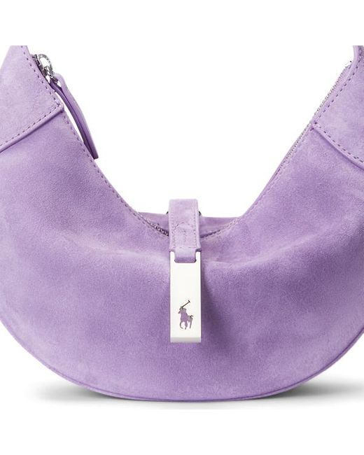 Borsa Mini Shoulder Polo ID in camoscio di Ralph Lauren in Purple