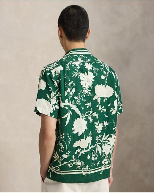 Polo Ralph Lauren Green Wimbledon Linen-Silk Camp Shirt for men
