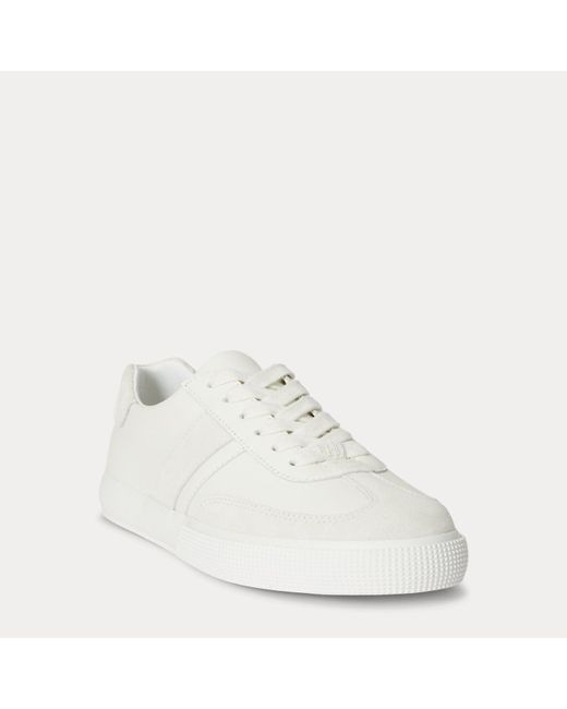 Ralph Lauren White Braylee Leather & Suede Sneaker